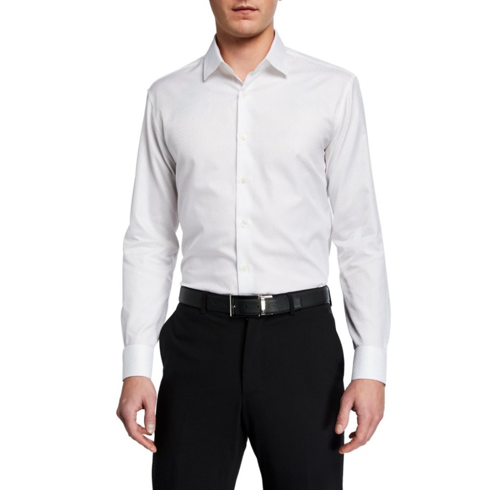 Ferragamo Tonal Gancini Print Button-Down NEW WITH TAGS